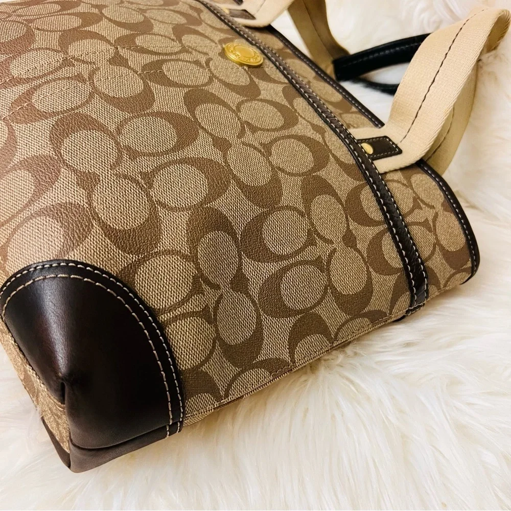 Vintage Coach #11349 Tan and Brown Signature Tote